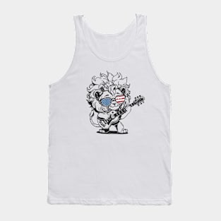 Cute baby lion playing guitar - funny saying Tank Top